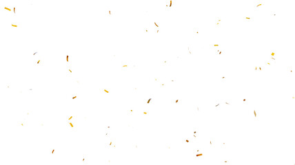 Confetti partical isolated background. 3d Rendering Transparent Confetti. 3d render of Spiral Gold confetti flying. Golden Confetti Transparent Background. Gold Confeti Failling White Background