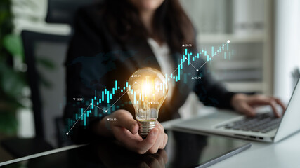 Stock market analysis with candlestick chart and price movement trend line, highlighting global financial trends, stock trading, and investment strategy insights Latch