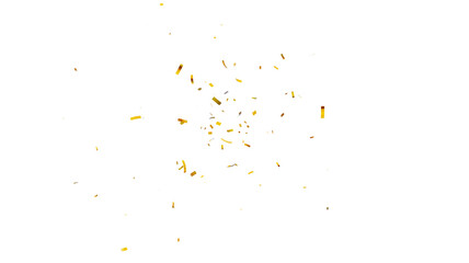 Confetti partical isolated background. 3d Rendering Transparent Confetti. 3d render of Spiral Gold confetti flying. Golden Confetti Transparent Background. Gold Confeti Failling White Background