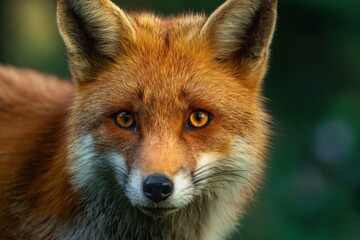 Fototapeta premium Close-up portrait of a vivid red fox in a natural environment showcasing its sharp features and captivating eyes