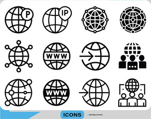 Global Network Icons Internet & Web Icons IP Address & Connectivity Set