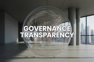 Governance and transparency concept with data visualization in modern office setting for business