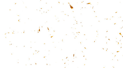Confetti partical isolated background. 3d Rendering Transparent Confetti. 3d render of Spiral Gold confetti flying. Golden Confetti Transparent Background. Gold Confeti Failling White Background