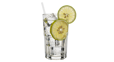 Isolated glass of soda with lime