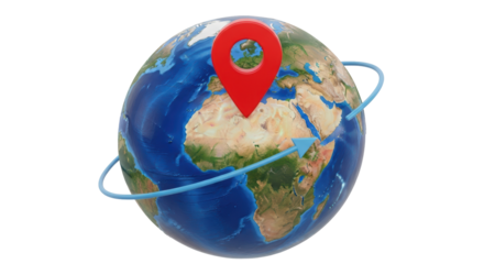 Isolated globe with location pin