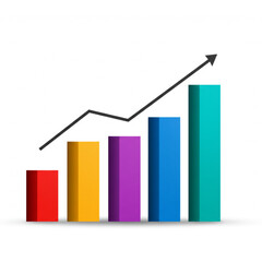 Colorful bar graph showing business growth, financial success, and positive market trends