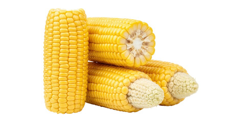 Isolated Fresh Corn Cobs