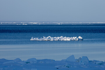 Floating ice flowing through the sea © 多田 智