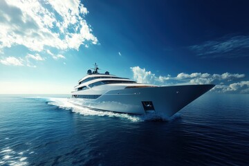 Luxurious yacht sailing on a bright sunny day