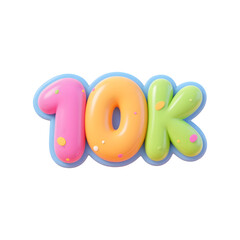 Fototapeta premium Colorful 3D Number Ten Thousand Celebration Marker with Isolated Background