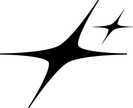 Ai generated image of a black abstract sparkle or starburst shape with sharp points, isolated on a white background, symbolizing light, energy, and celebration with a modern, minimalist aesthetic - Powered by Adobe