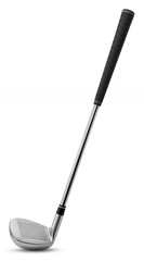 Modern Stainless Steel Golf Iron Wedge Club Head and Shaft Isolated on White for Sports Equipment Online Store Product Listing and Marketing Materials