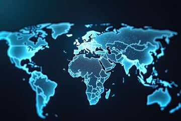 Detailed world map with glowing country borders.