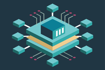 cpu structure with exploded parts and hologram overlay