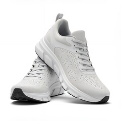 Sporty White Running Shoes with Segmented High-Traction Sole and Reinforced Heel Support for Active Lifestyle and Marathon Training Gear