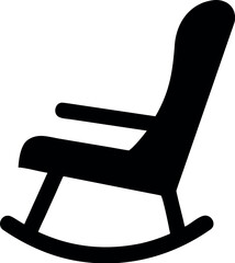 A solid black silhouette of a rocking chair icon vector