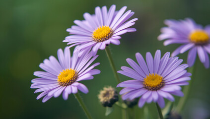 Obraz premium Delicate lilac daisies in natural light.