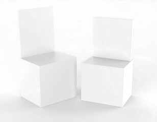 Blank white cube display chairs