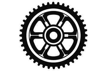 Detailed Black and White Cogwheel with Spokes for Mechanical Engineering Design