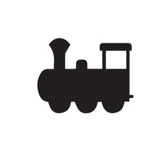 Steam locomotive vector silhouette isolated on white background, black train transport and industrial machinery equipment illustration