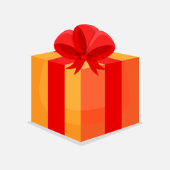 Orange Gift Box with Red Ribbon