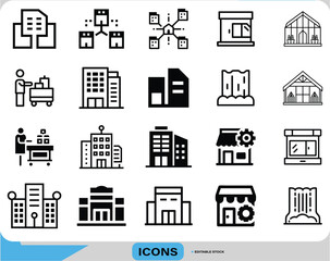 Real Estate & Building Icons Business Infrastructure Icons Office and Factory Icon Set 