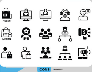 Business & Marketing Icon Pack Ecommerce and Teamwork Icons Customer Support Line Icons