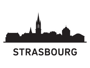 Obraz premium Strasbourg skyline silhouette. Black Baton Rouge city. Vector black silhouette. with white background
