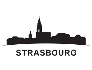 Naklejka premium Strasbourg skyline silhouette. Black Baton Rouge city. Vector black silhouette. with white background