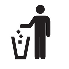 3d icons of people and a trash can, symbolizing business, men, and women figures