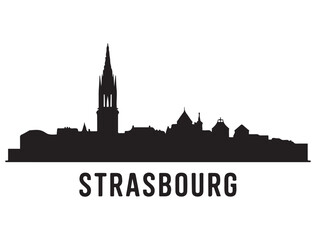 Fototapeta premium Strasbourg skyline silhouette. Black Baton Rouge city. Vector black silhouette. with white background