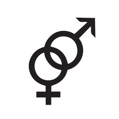 Female and male gender symbols as an illustration of love relationships