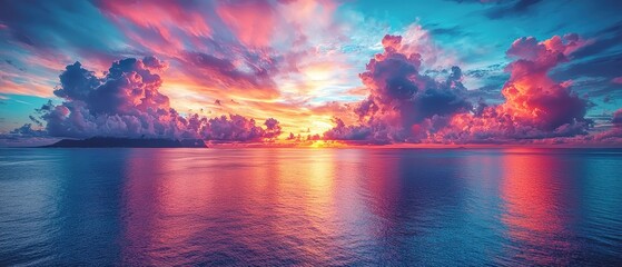Fototapeta premium Vibrant Sunset over Tropical Ocean