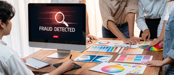 Cyber security software show alert of cyber attack for protection brisk. Danger from virus, phishing and cyber fraud.