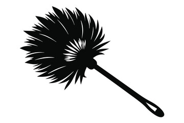 Silhouette of a Feather Duster with Handle for Dusting and Cleaning Purposes