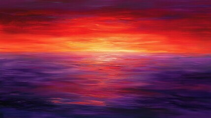 Fototapeta premium A vibrant ocean sunset with rich red and purple hues, calm and serene