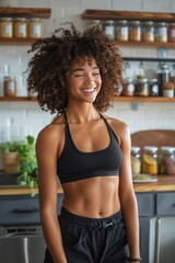 Fit Woman in Bright Home Kitchen