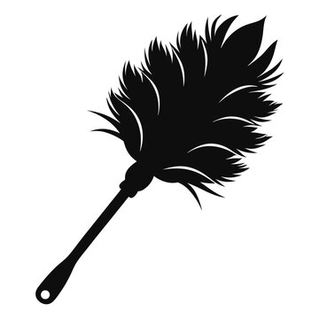 black feather duster silhouette on white clip art preview
