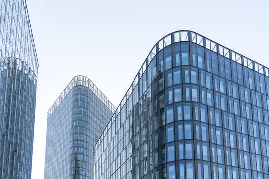 Modern glass office towers in downtown Vienna