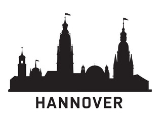 Naklejka premium Hannover skyline silhouette. Vector illustration. Vector black silhouette. with white background