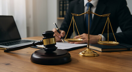 Lawyer in office analyzing legal documents