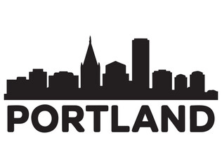 Obraz premium Portland skyline silhouette. Vector illustration. Vector black silhouette. with white background