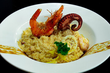 seafood, with shrimp and octopus