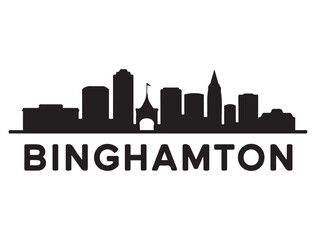 Naklejka premium Binghamton skyline horizontal banner. Binghamton, NY. Vector template for your design. Vector black silhouette. with white background