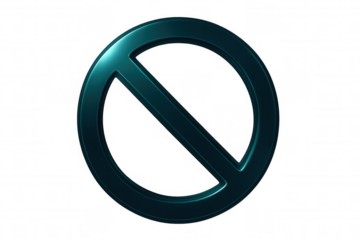 Metallic teal sign blocking access, representing restriction, floating against transparent backdrop for digital design projects