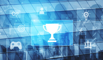 Achievement and success concept representing goal accomplishment, motivation, performance,...