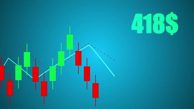 Trade Stock market business and exchange financial growth graph Chart arrow . Business chart data graph diagram, business trading graph investment growth global trend arrow up and down icon animation