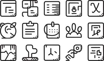 Hand Drawn Business Icons Featuring Documents, People, and Handshake checklist calendar
