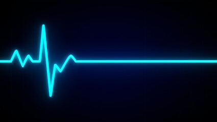 Glowing cyan electrocardiogram line on black background heart pulse