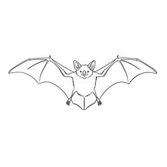 minimalistic linear bat drawing, simple black and white contour illustration, vector, isolated, modern minimal contour sketch